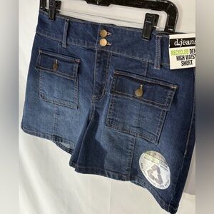 d Jeans Recycled High Waist Denim Shorts Women's 12 Dark Wash Wide Leg